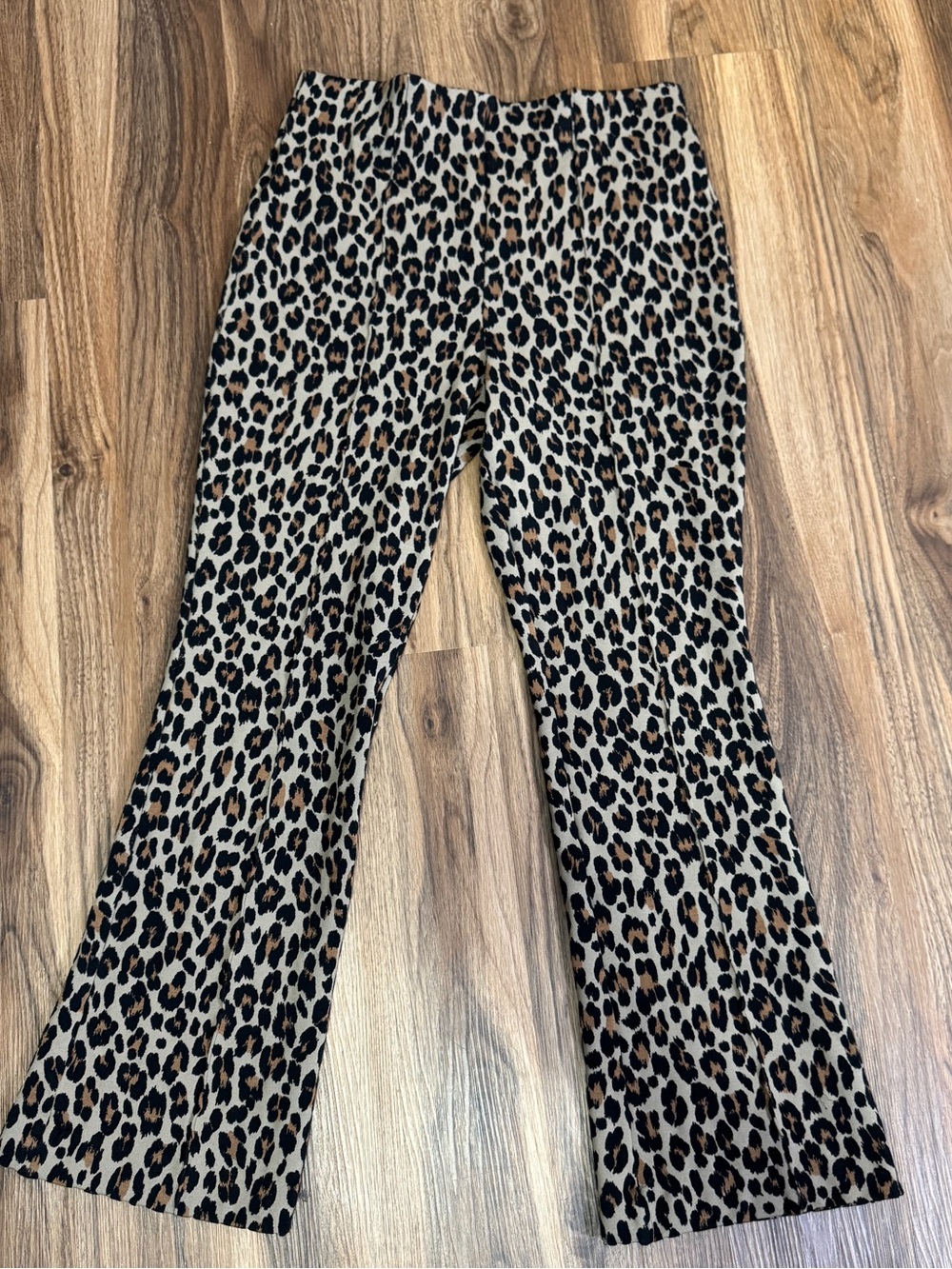 SPANX High Rise Leopard Print Women's Ponte Trousers Flared Sz. XLP - Picture 2 of 10